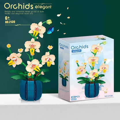 616PCS Orchid Building Blocks Flowers Bouquet Flower Blocks Bonsai Plant Model Bricks Romantic Home Decoration Toy for Kids Gift